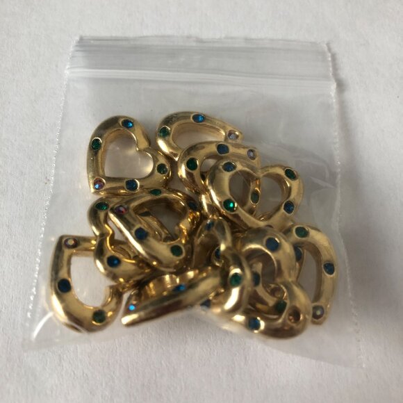 24PCS High Quality Gold Plated Heart Charm with Crystals Bulk for Jewelry Making - Picture 8 of 10